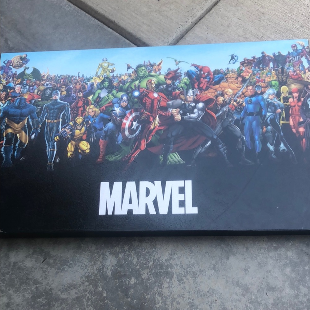 Marvel Heroes Collage with Red and Blue Accents